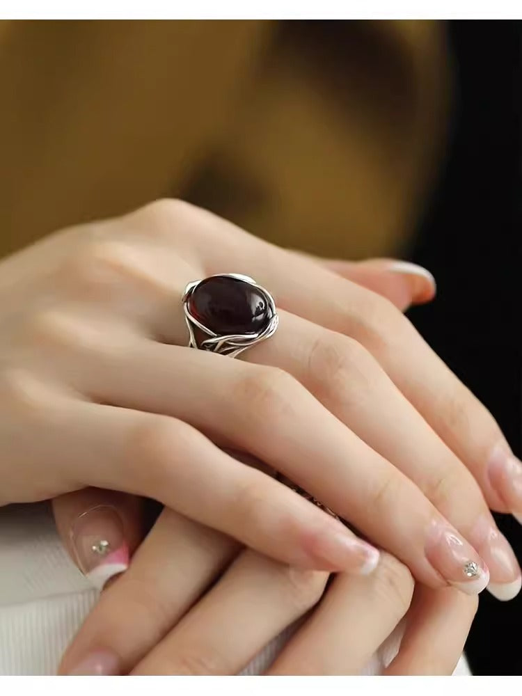 The Bud of Hope Ring | Leaf & Gemstone Ring for New Beginnings | Sterling Silver