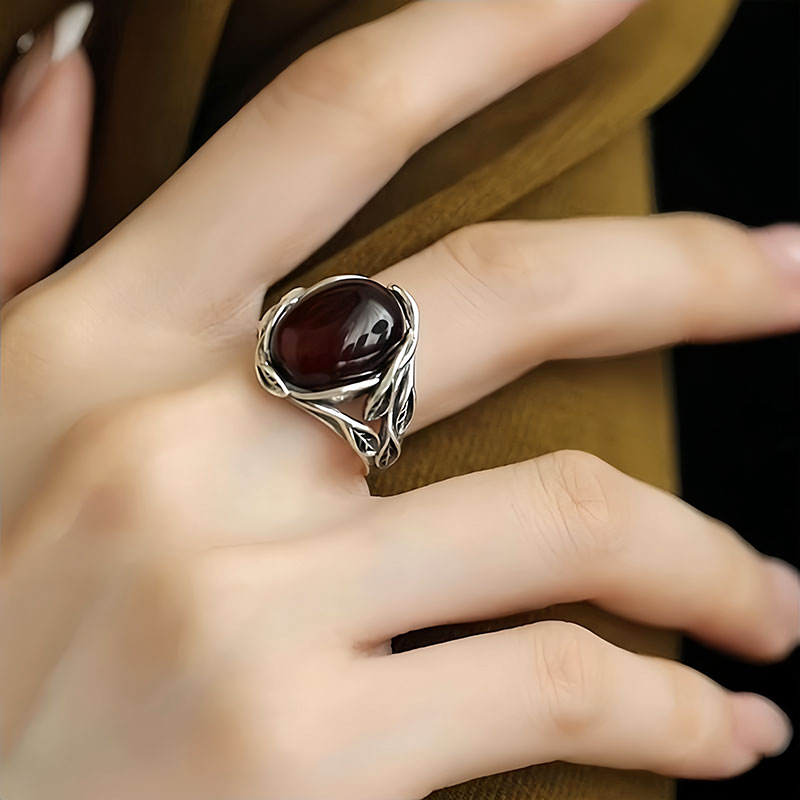 The Bud of Hope Ring | Leaf & Gemstone Ring for New Beginnings | Sterling Silver