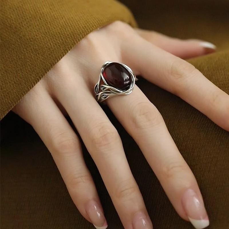 The Bud of Hope Ring | Leaf & Gemstone Ring for New Beginnings | Sterling Silver