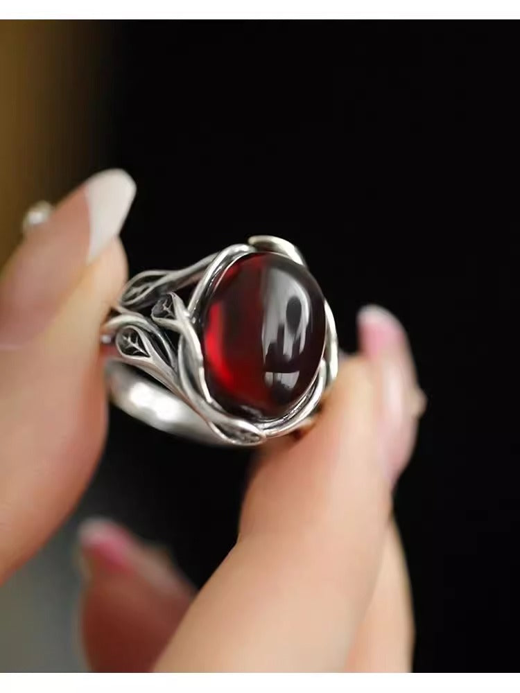 The Bud of Hope Ring | Leaf & Gemstone Ring for New Beginnings | Sterling Silver