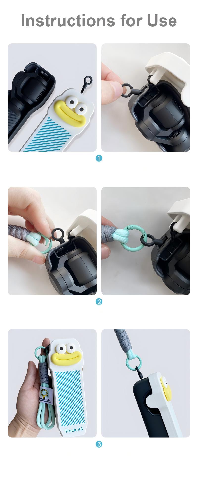 Cute Protective Case & Strap Set for DJI Osmo Pocket 3 | Full Flip Cover for Lens & Screen