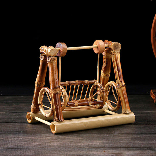 Bamboo Kinetic Spinning Ornament | Handcrafted Ferris Wheel Tricycle Windmill | Stress Relief Desktop Toy