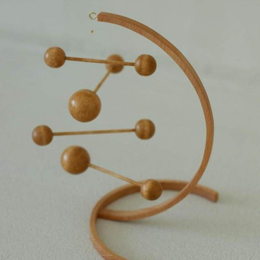 Bent Wood Kinetic Balance Sculpture | Cherry Wood & Brass Desk Decor | Engravable Dynamic Art
