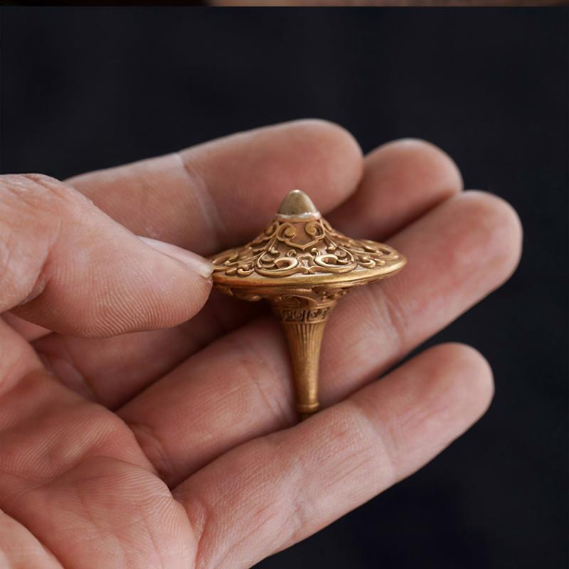 Brass Spinning Top | Premium Metal Fidget Toy | Stress Relief Desktop Gift
