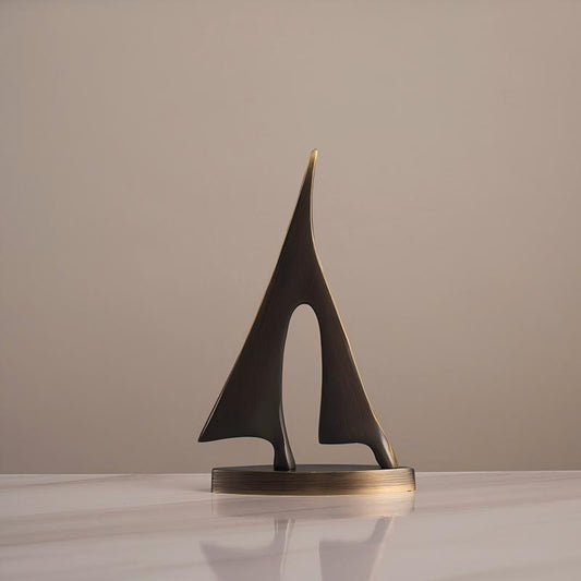 Bronze Sailboat Desktop Ornament, Premium Metal Sculpture, Inspirational Office Décor Gift