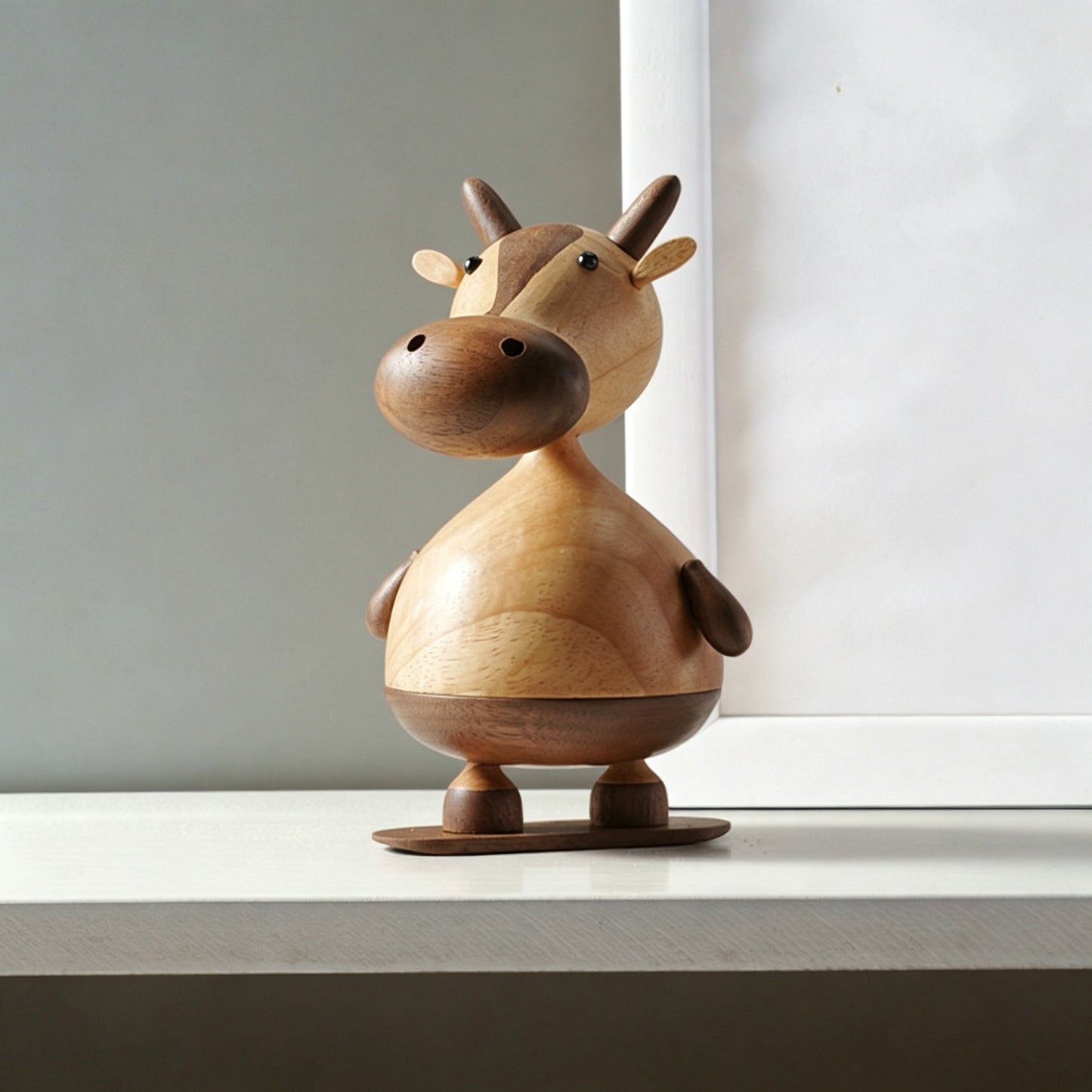 Chubby Cow Figure Music Box | Wind-Up Mechanical | 2 Songs | Engravable