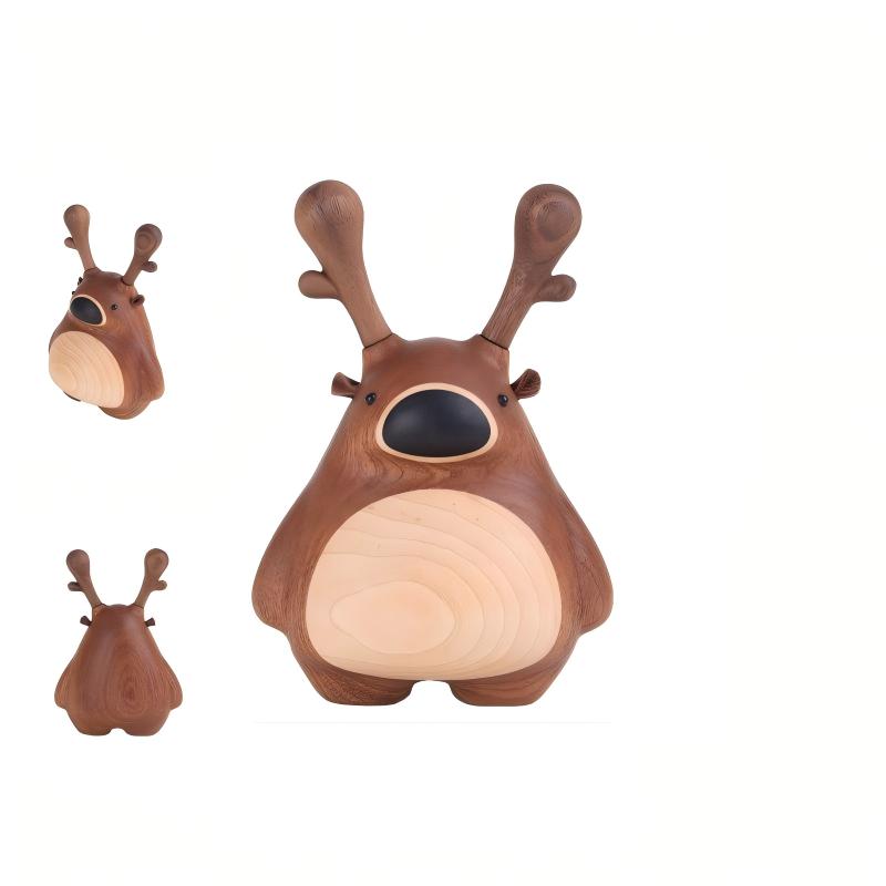 Deer Family Wood Ornament Set, Handcrafted Desktop Décor, Warm Home Gift