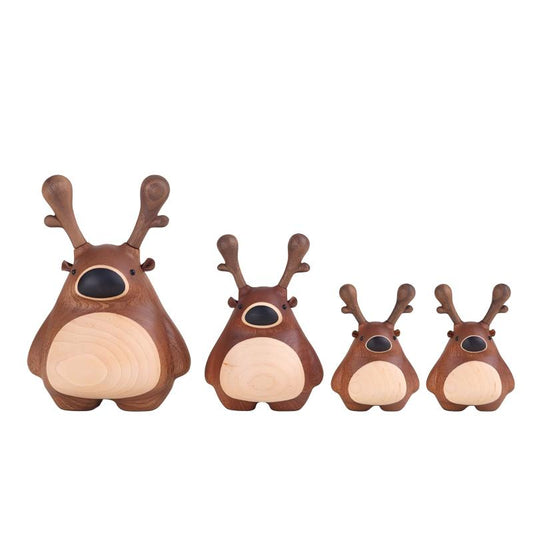 Deer Family Wood Ornament Set | Handcrafted Desktop Décor | Warm Home Gift