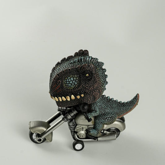 Dinosaur on Motorcycle Figurine - Desk & Home Decor, desk decor - alternate angle