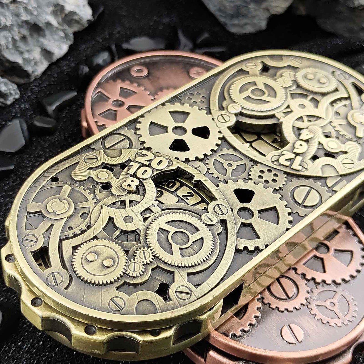 Dual Digital Gyro | 7-in-1 EDC Full Metal Dice | Steampunk Gear Stress Relief Toy