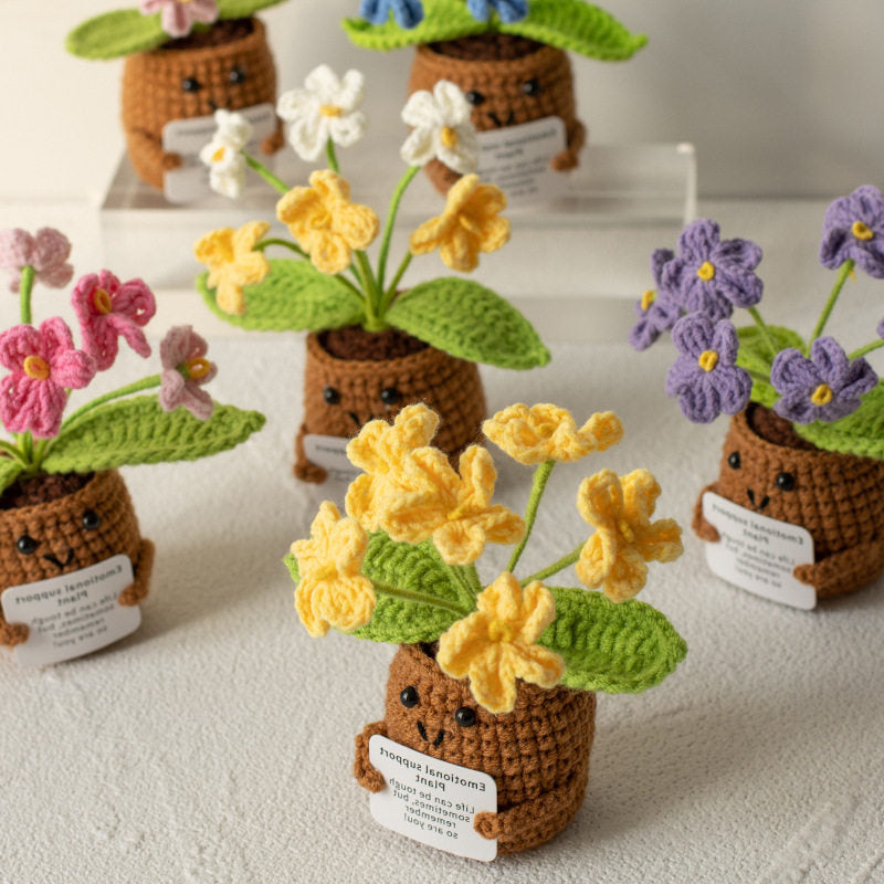 Emotional Support Plant | Handmade Crochet Flower Pot Blind Box | Cute Desk Decor Gift