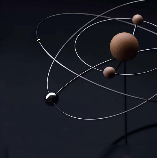 Galaxy Kinetic Balance Ornament - kinetic sculpture, stress relief, handcrafted wood - alternate angle