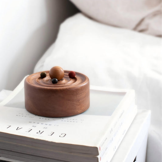 Galaxy Music Box | Orbital Motion Ornament | Hand-Crank Wooden Gift