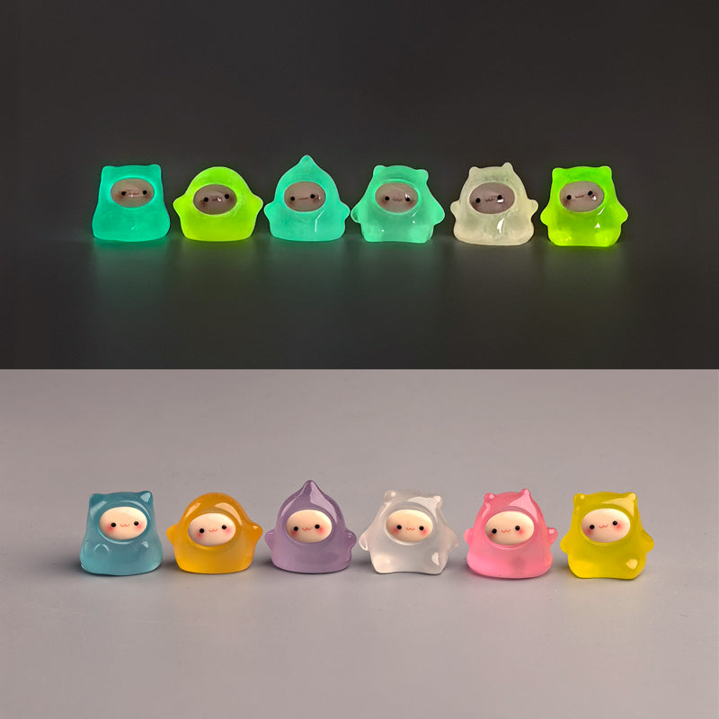 Coffret de 6 mini-figurines en résine phosphorescentes pour la décoration de la pièce