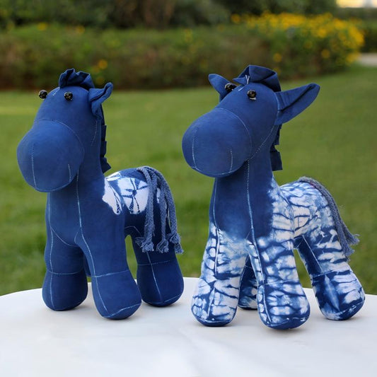 Handmade Tie-Dye Horse Plush Toy, Unique Desktop Ornament, Lucky Charm Gift
