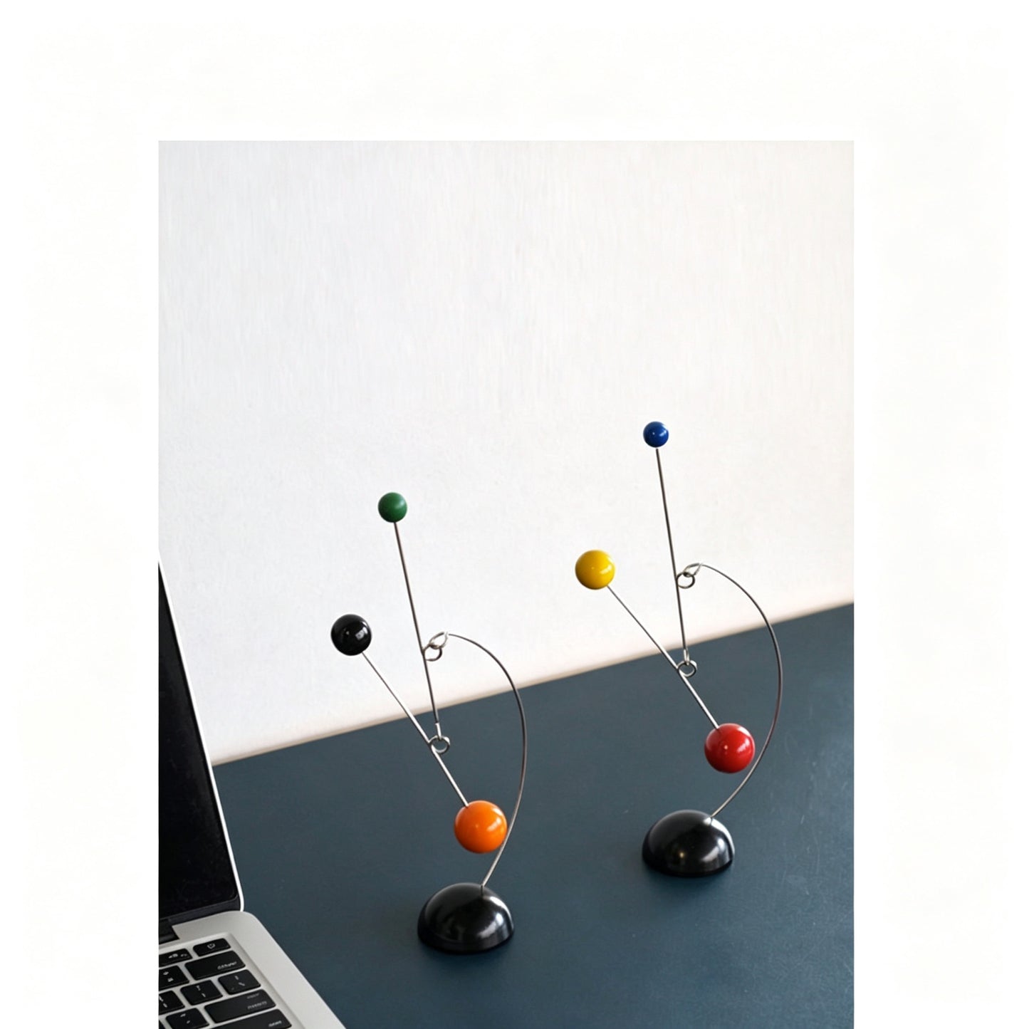 Kinetic Balance Mobile Sculpture | Wood & Metal | 3-Sphere Dynamic Art | Desk Decor | 2 Styles
