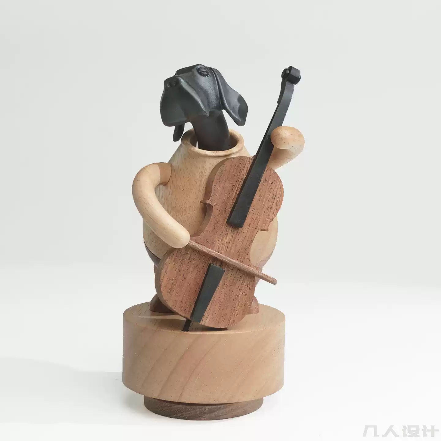 Labrador Cellist Rotating Music Box | Solid Wood | Wind-Up Mechanical | 3 Songs | Engravable