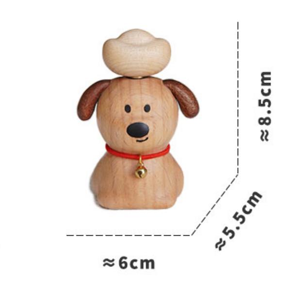 Lucky Fortune Pet Wood Sculpture - Handcrafted Desktop Ornament with Rotating Ingot