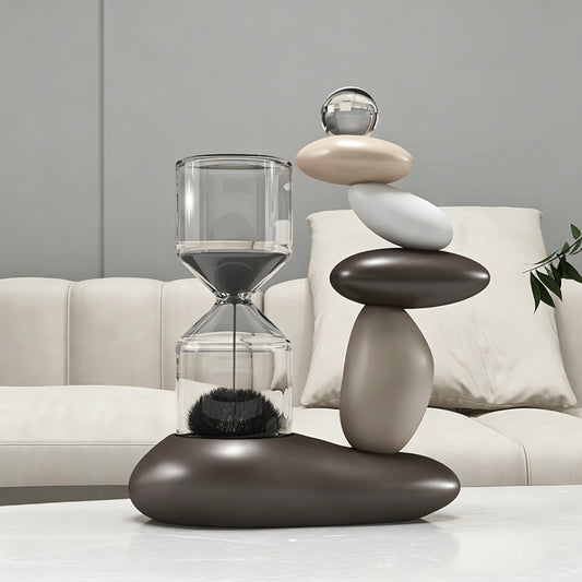 Magnetic Hourglass Stone Sculpture | Resin & Glass Zen Desk Decor | 3 Colors | Engravable Gift