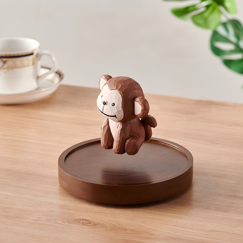 Magnetic Levitating Wood Carving Figurine | Floating Animal Desk Sculpture | Engravable Gift