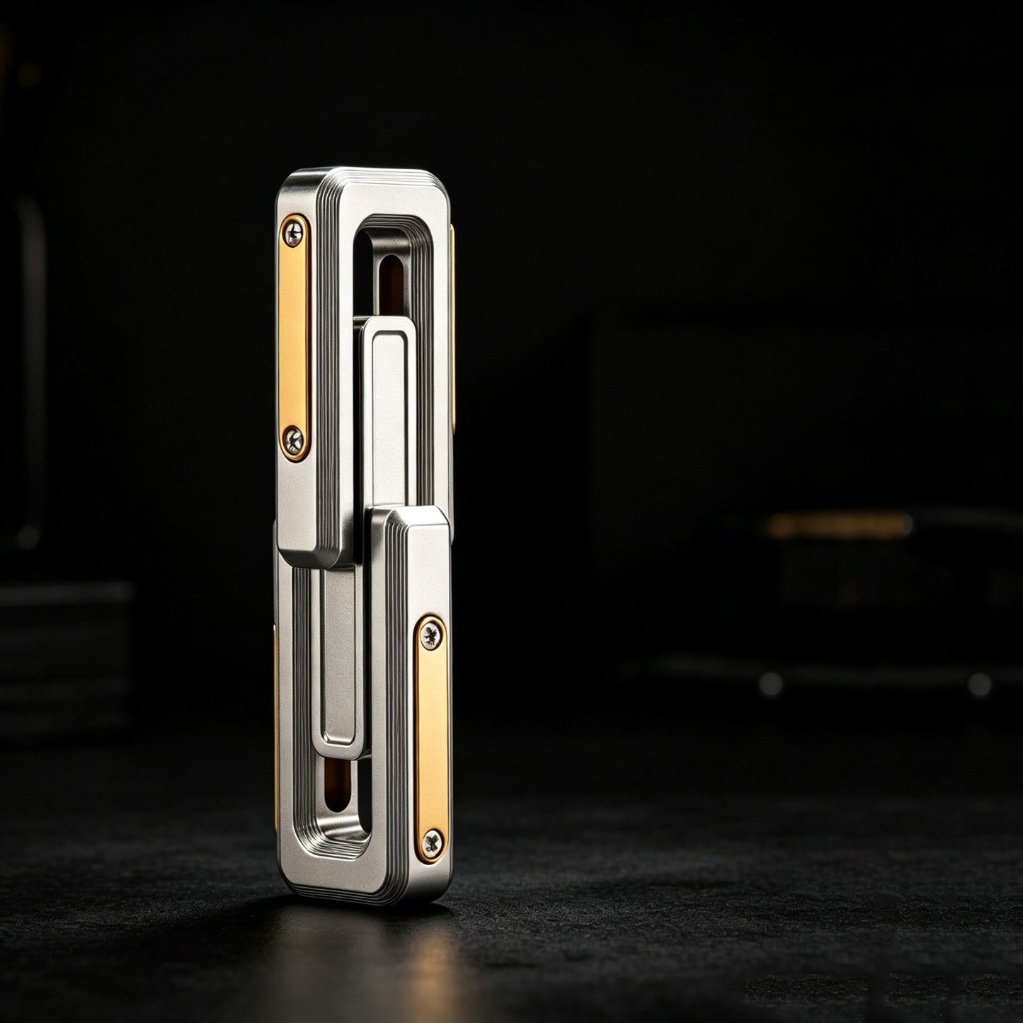 Mecha Battle Shield EDC Push Card | CNC Stainless Steel | Double Slider | Strong Magnetic | Engravable