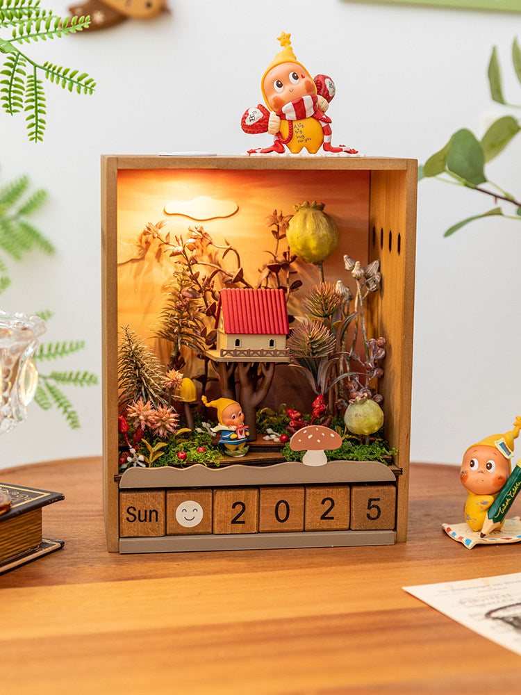Miniature Forest Calendar Ornament | LED Light Box | Rechargeable Desktop Décor Gift