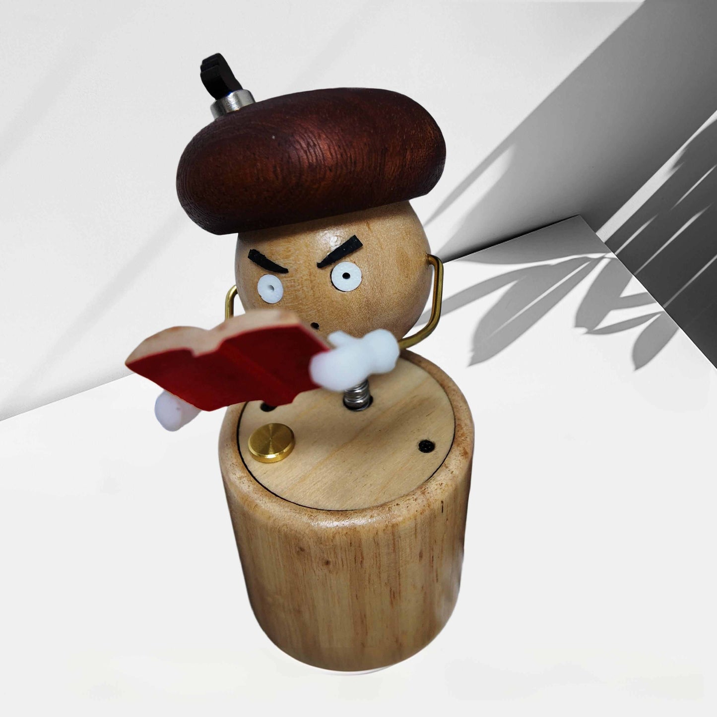 Mr. Serious Acorn Bobblehead | Touch-Activated Wood Desk Figurine | Engravable Healing Toy Gift