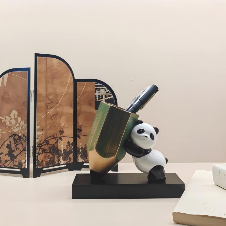 Your Desk Panda Buddy | Bamboo Pen & Pencil Holder Organizer