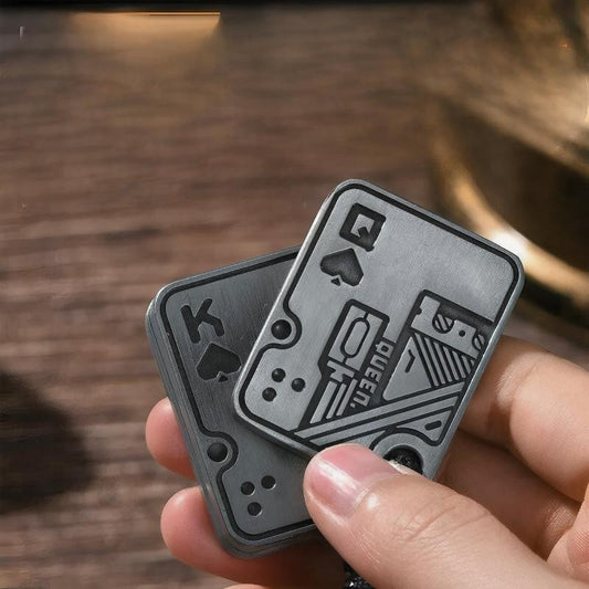 Poker Push Card | Zinc Alloy Silent EDC Toy | Stress Relief Gift