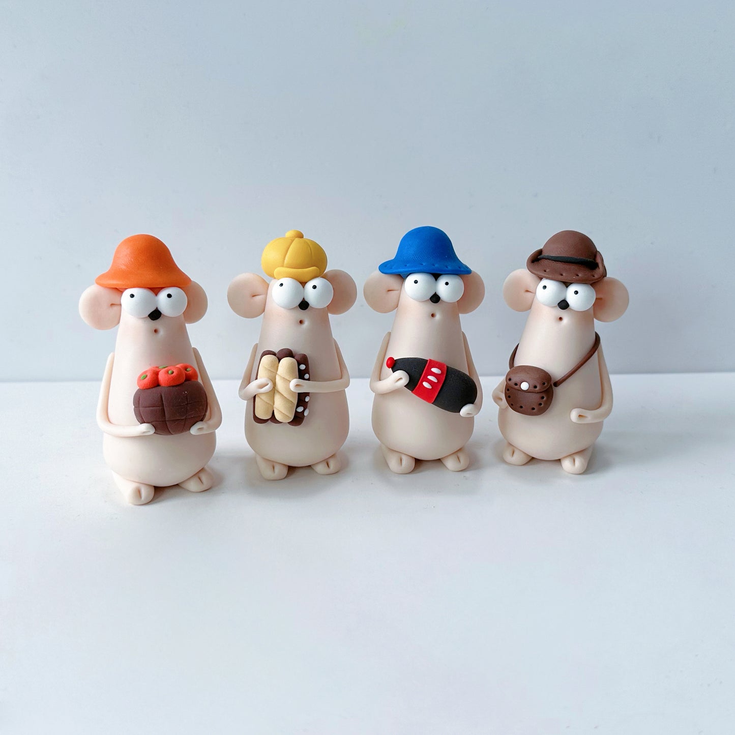 Resin Mouse Ornament Set, 3-4 Piece Collectible Figurines, Cute Desktop Gift