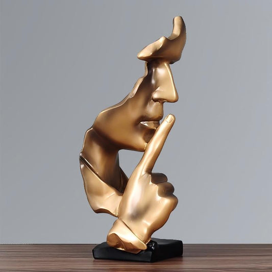 Silence is Golden Sculpture | Resin Art Figurine | Thoughtful Desktop Gift