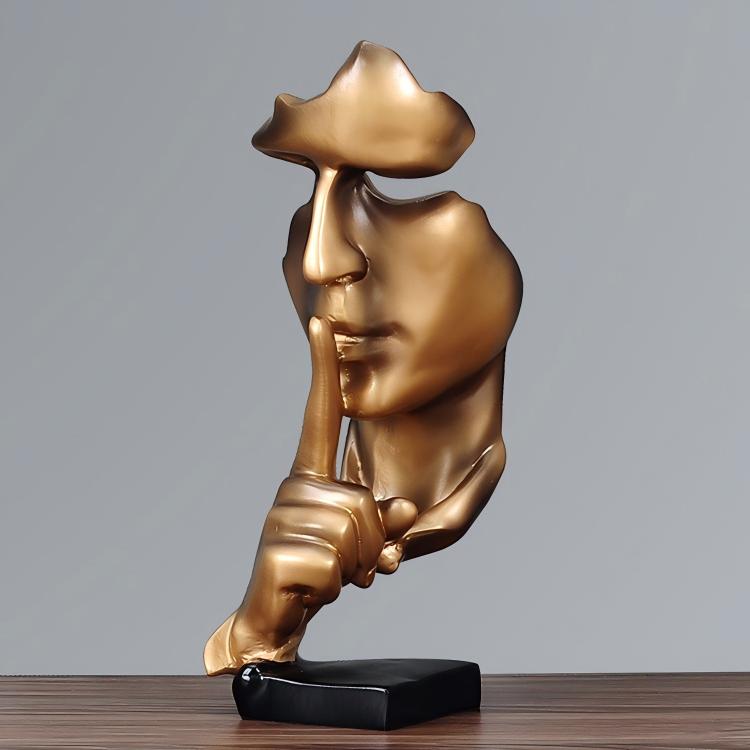 Silence is Golden Sculpture | Resin Art Figurine | Thoughtful Desktop Gift