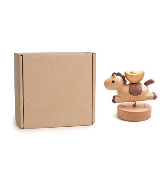 Solid Wood Desk Figurine | Spinning Sunflower Pot or Rocking Horse | Engravable Healing Desk Decor