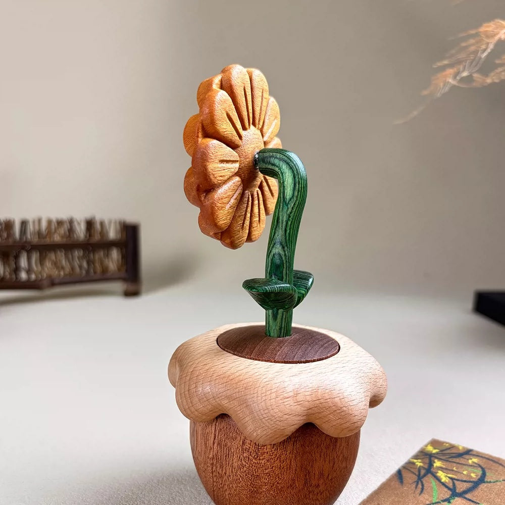Sunflower Wooden Music Box | Sandalwood & Rosewood, Castle in the Sky