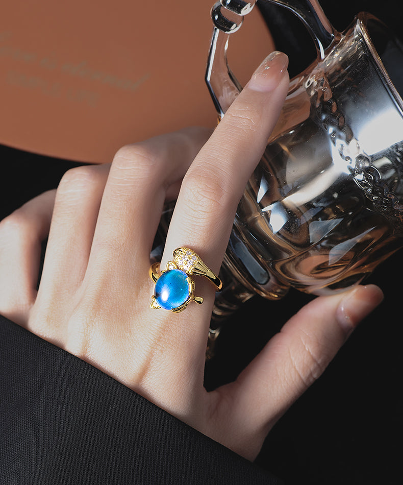 The Enchanted Fox Mood Ring | Color-Changing Gemstone for Good Luck | Adjustable Ring