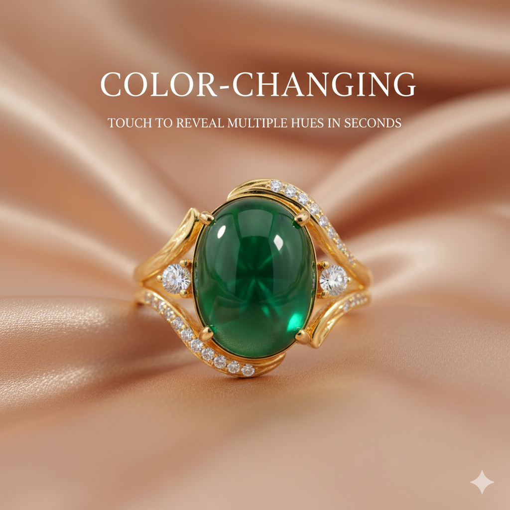 The Enchanted Fox Mood Ring | Color-Changing Gemstone for Good Luck | Adjustable Ring