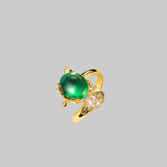 The Enchanted Fox Mood Ring | Color-Changing Gemstone for Good Luck | Adjustable Ring