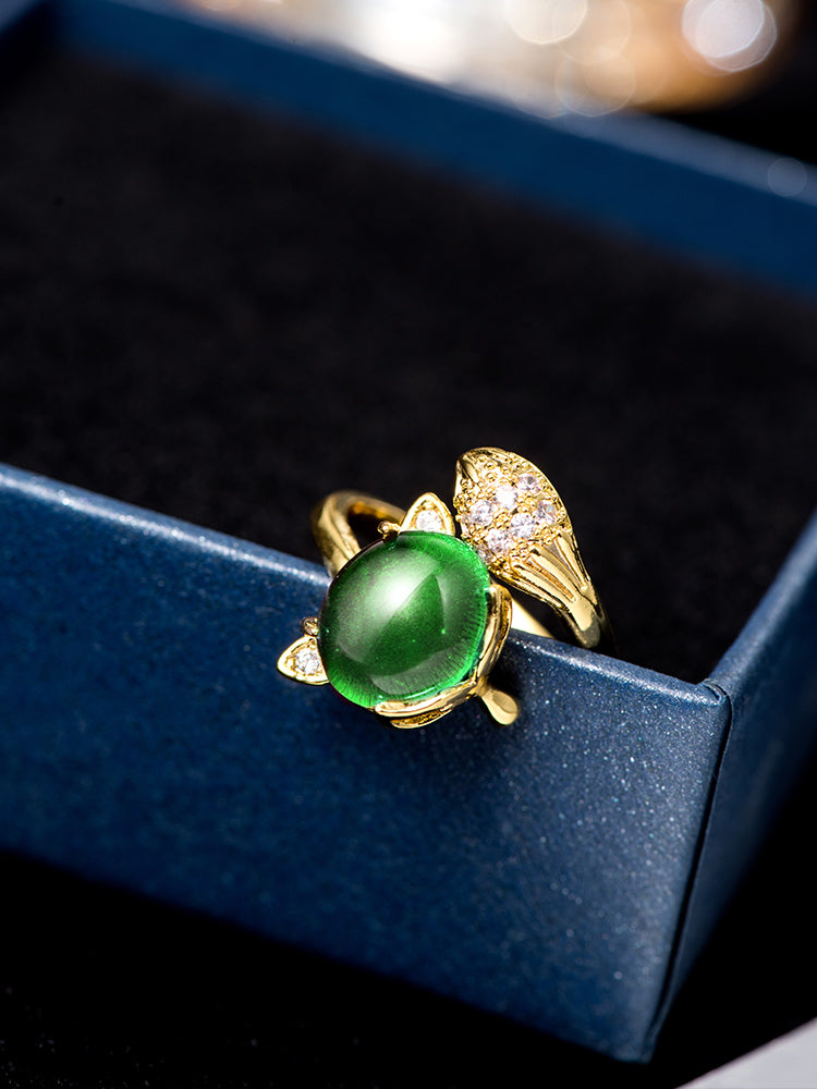 The Enchanted Fox Mood Ring | Color-Changing Gemstone for Good Luck | Adjustable Ring