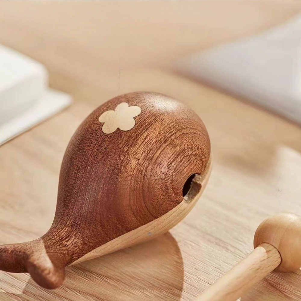The Mindful Whale  Wooden Percussion Block for Meditation & Stress Relief  Calming Desk Toy