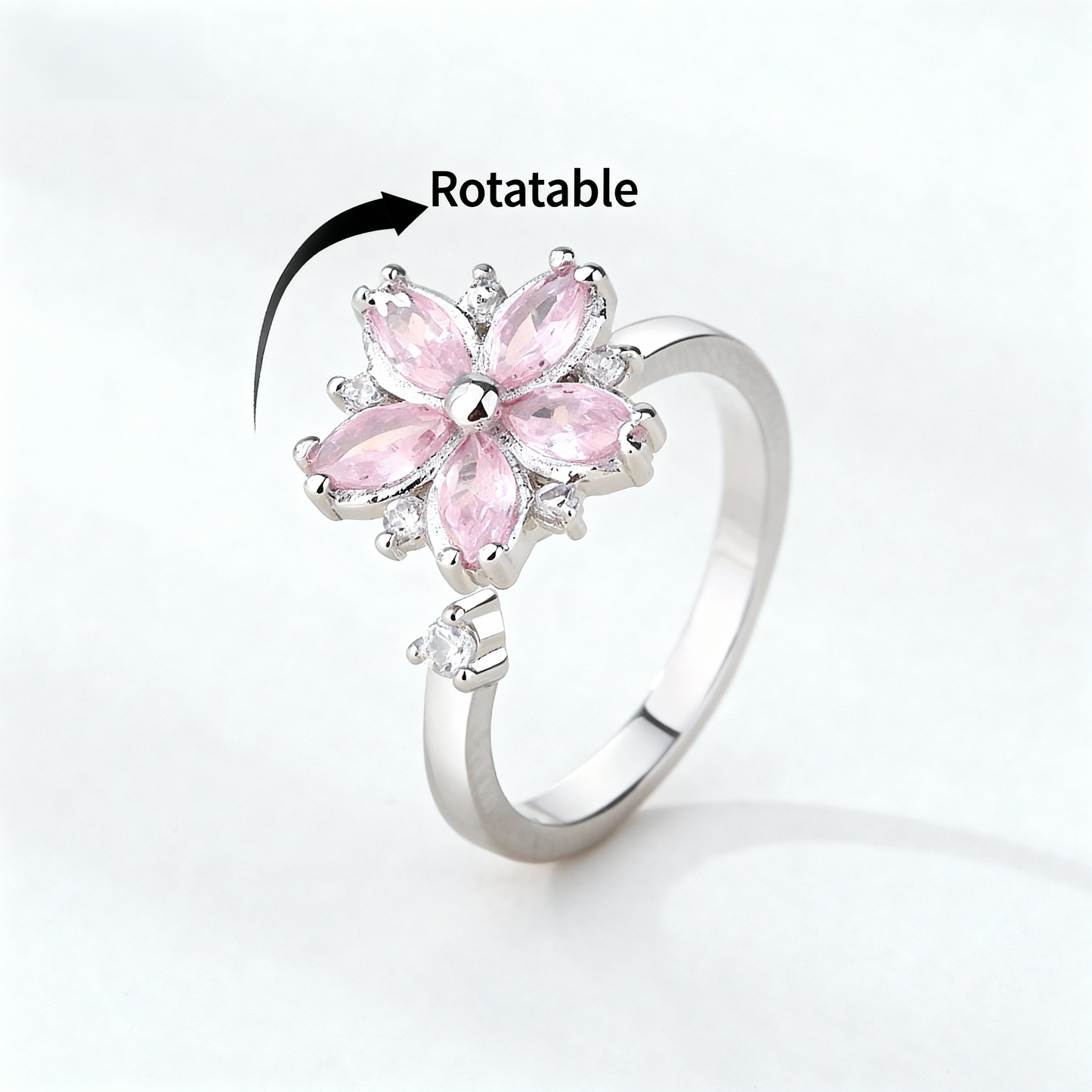 The Sakura Spinner Ring | Cherry Blossom Fidget Ring for Anxiety | Adjustable & Sterling Silver