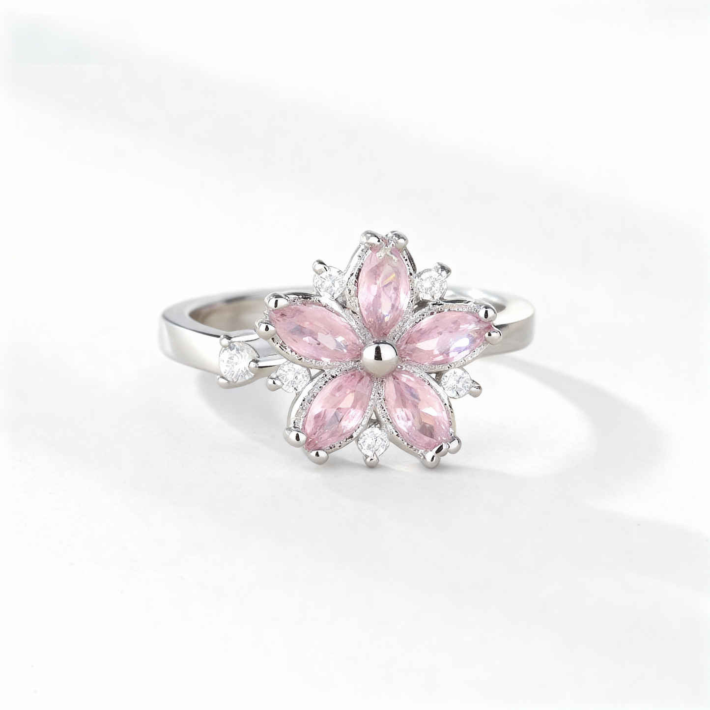 The Sakura Spinner Ring | Cherry Blossom Fidget Ring for Anxiety | Adjustable & Sterling Silver