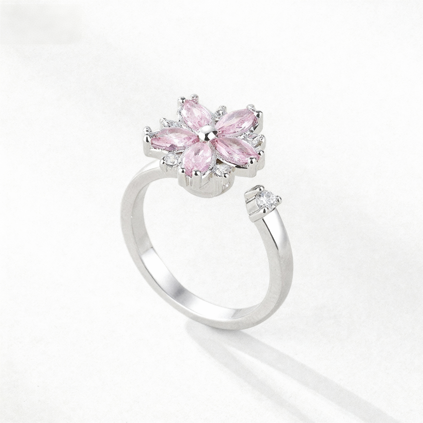 The Sakura Spinner Ring | Cherry Blossom Fidget Ring for Anxiety | Adjustable & Sterling Silver