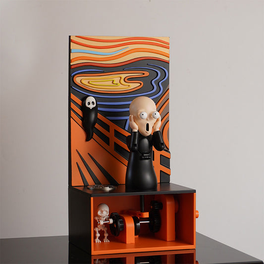 The Scream Hand-Crank Mechanical Figure | Kinetic Art Desk Toy | Munch Masterpiece Gift
