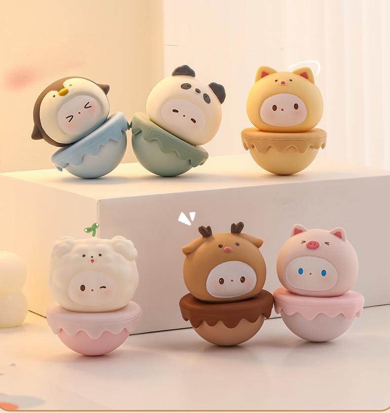 The Unbreakable Pals  6-Piece Roly-Poly Wobble Toys for Resilience & Desk Decor