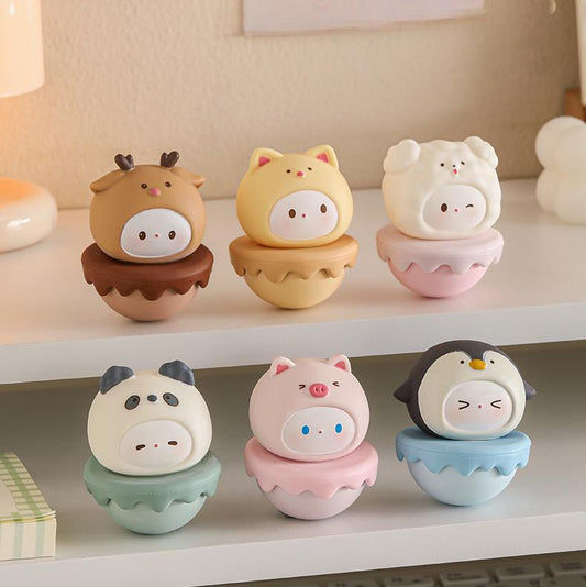 The Unbreakable Pals  6-Piece Roly-Poly Wobble Toys for Resilience & Desk Decor
