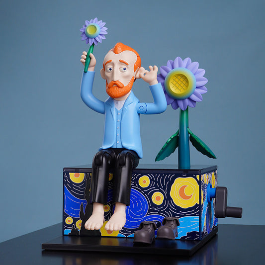 Van Gogh Hand-Crank Mechanical Figure | Kinetic Art Desk Toy | Quirky Artist Gift