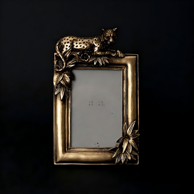 Vintage Brass Animal Desk Sculpture | Toucan Mirror & Leopard Photo Frame | Resin Home Decor