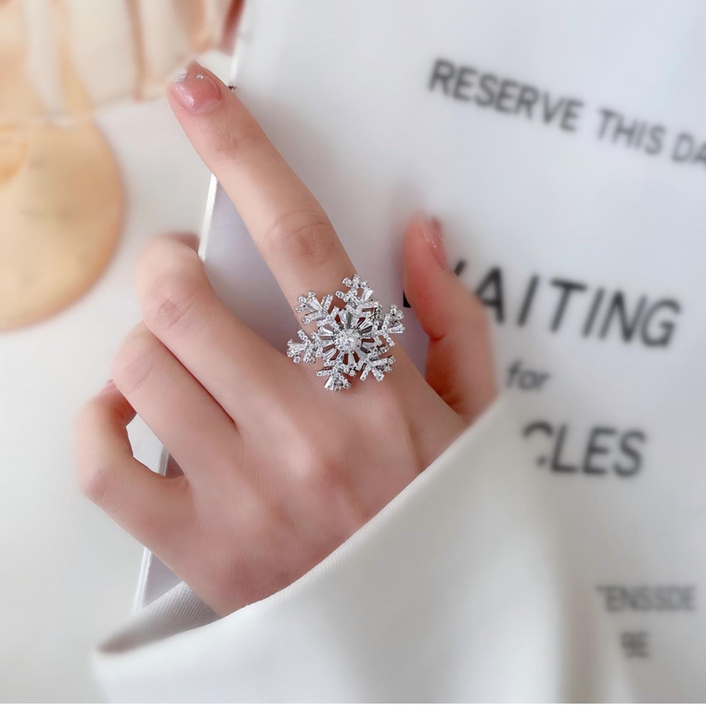 Winter's Whisper Spinner Ring | Your Sparkling Snowflake Companion