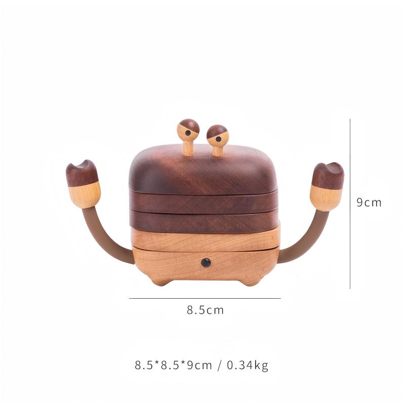 Wood Crab Coaster Set | 4-in-1 Stackable Desktop Ornament | Creative Home Décor Gift