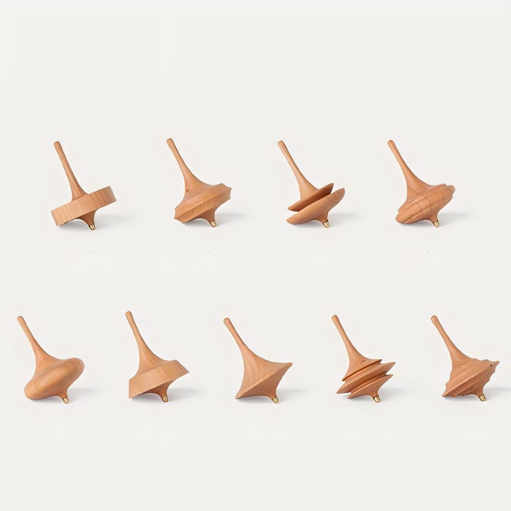 Wood Spinning Top - Handcrafted Desktop Toy (2-Piece Random Set)